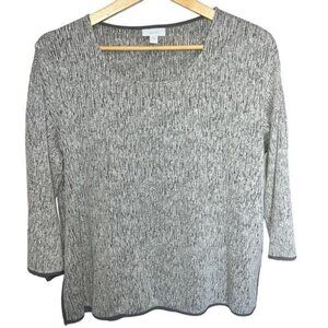 Pure Jill Womens Abstract Pattern 3/4 Sleeve Knit Top Gray Size S Lightweight